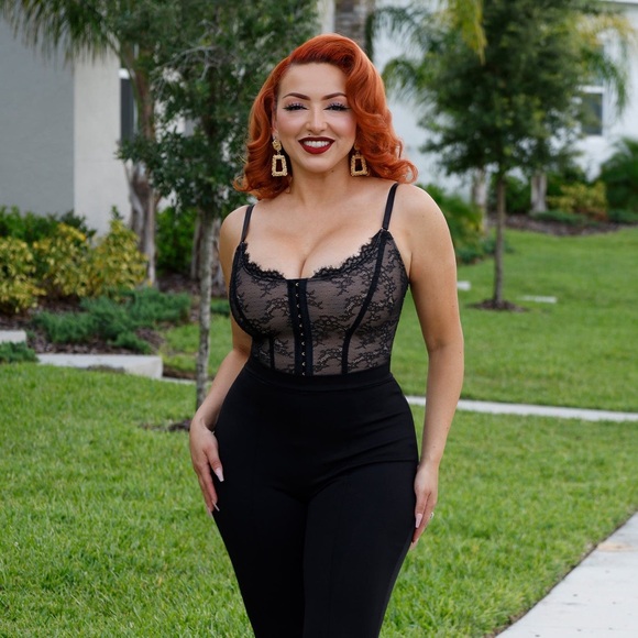 Shapellx Tops - Shapellx Lace Corset Bodysuit XXL Sheer Lingerie Top NWT